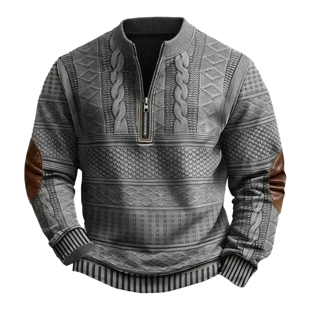 Men’s Western-Style Wool Half-Zip Pullover Sweater