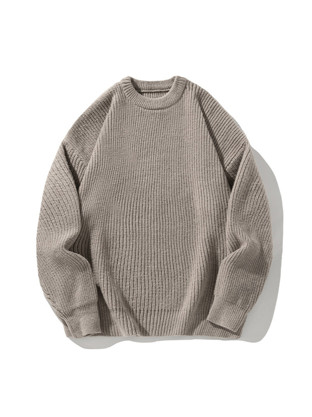 Men's Casual Round Neck Solid Color Comfortable Knitted Sweater