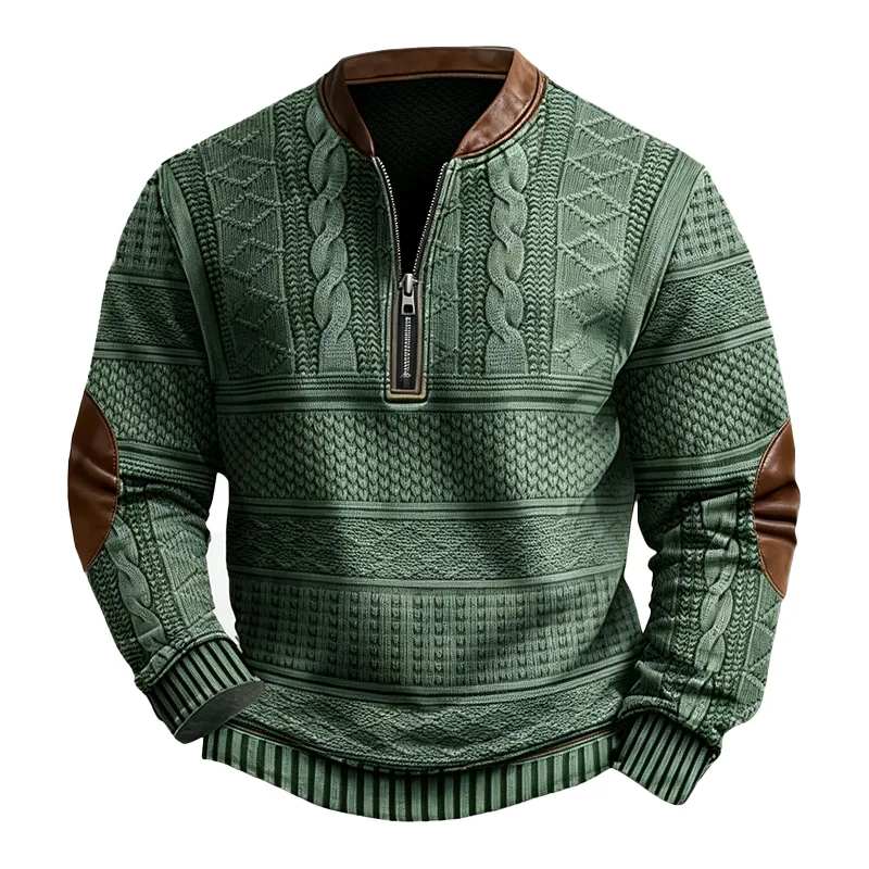 Men’s Western-Style Wool Half-Zip Pullover Sweater