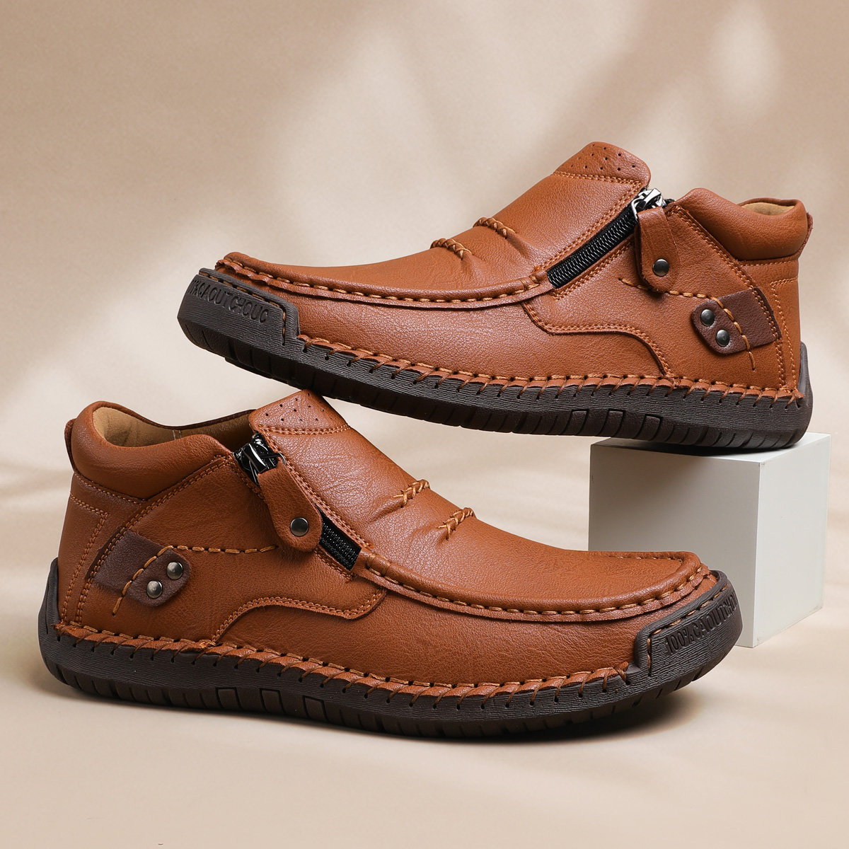 ⏰Vente à durée limitée -70 % de réduction - Bottes de conduite à enfiler en cuir de qualité supérieure faites à la main pour hommes