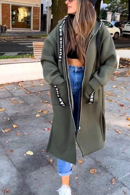 🍂Damski długi płaszcz z kapturem