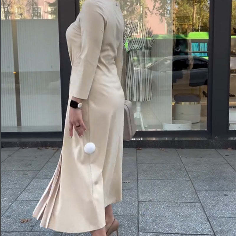 🌷Ruffle Hem Long Sleeve Crew Neck Dress