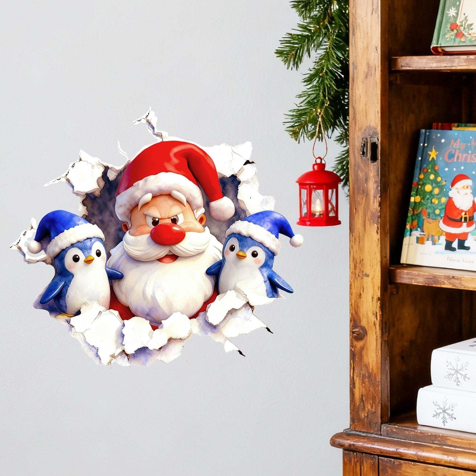 🎅Kreatywne naklejki ścienne z motywem Świętego Mikołaja
