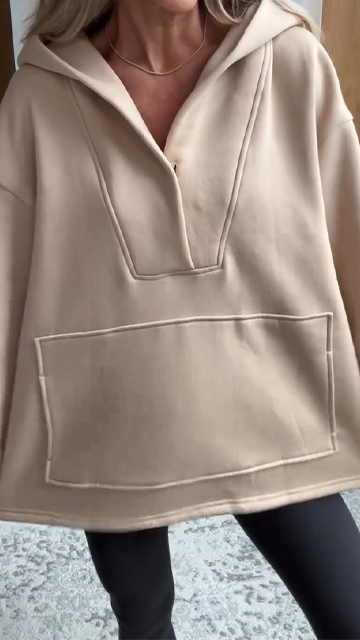 Women's Lapel Splicing Solid Color Casual Sweatshirt