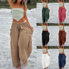 Casual Loose Drawstring Harem Pants with Pockets