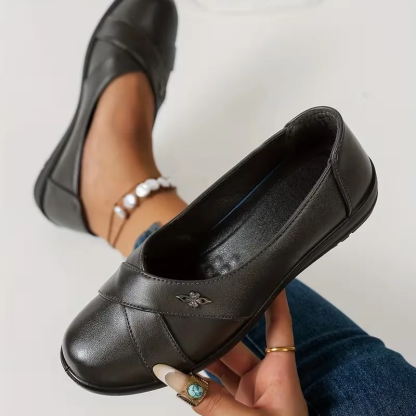 🔥Promocja ostatniego dnia – 50% zniżki - Damskie skórzane buty ortopedyczne w stylu retro z metalowym emblematem