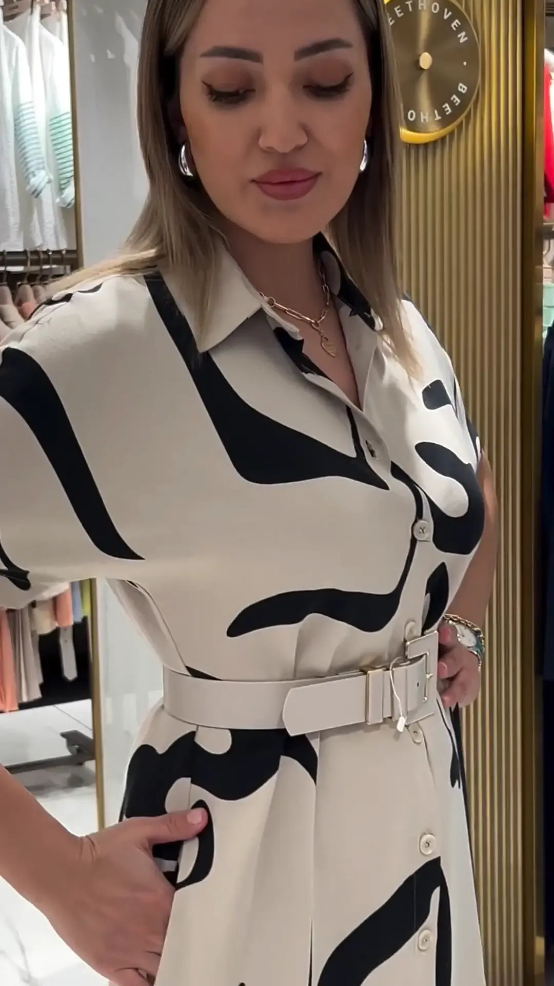 👗[S-5XL]Elegant irregular printed tight waist dress