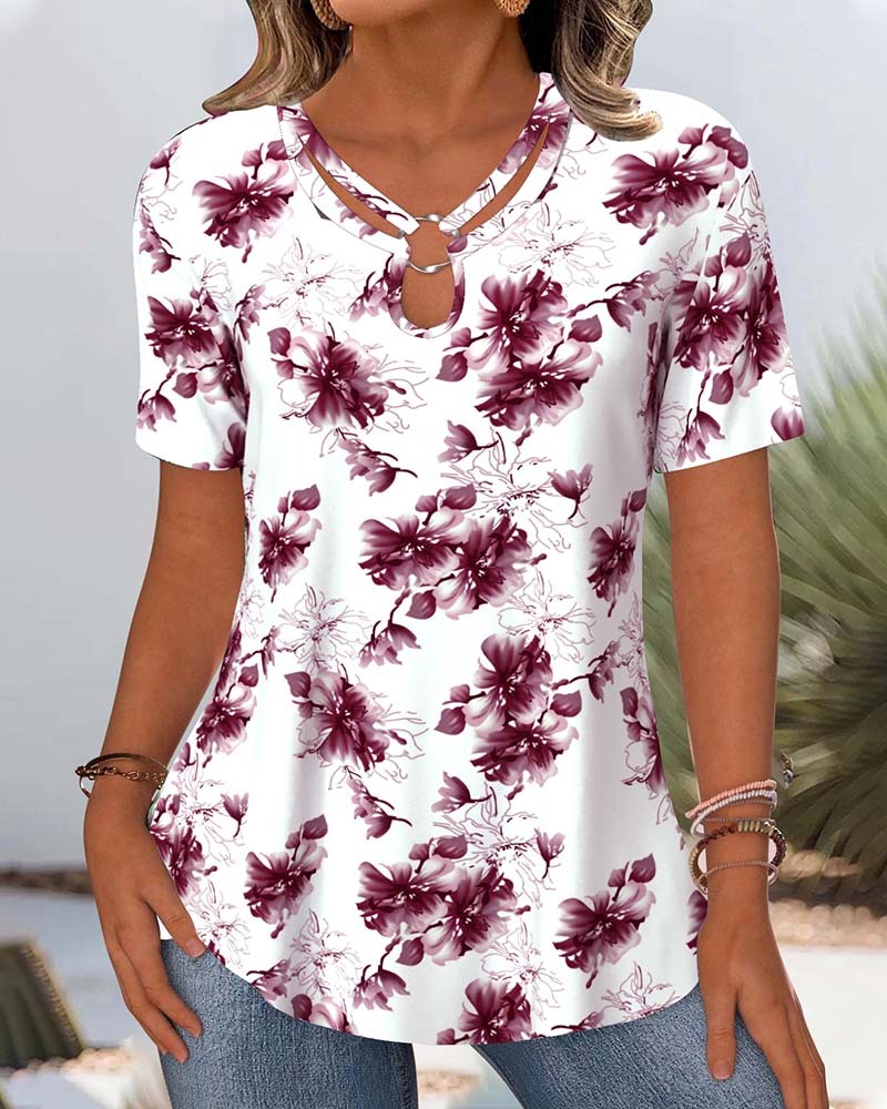 Floral pattern comfortable elegant blouse