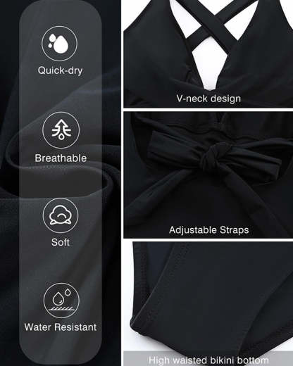 🩱2025 New Type 49% OFF👙Deep V Cross-Back Ruched One-Piece Swimsuit