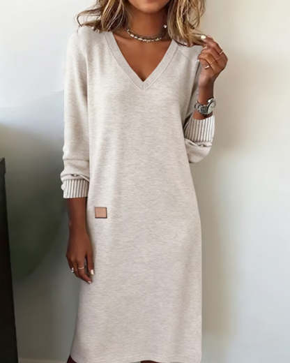 V-Neck Stylish Sweater Dress