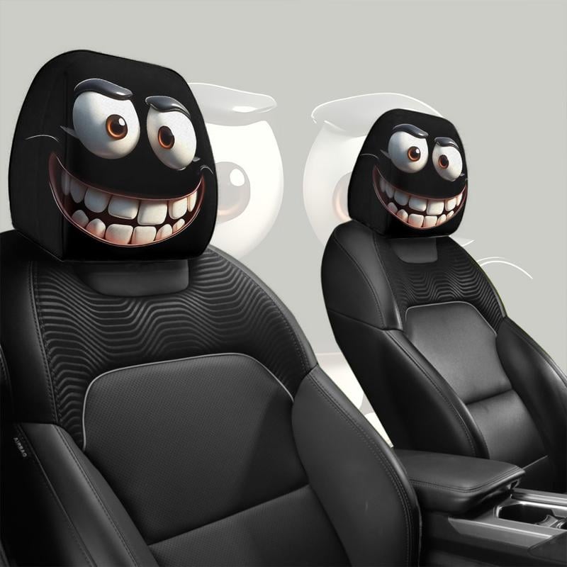 😆 Zabawne pokrowce na headrest samochodów kreskówek - 2d 2d Universal Fit 🚗