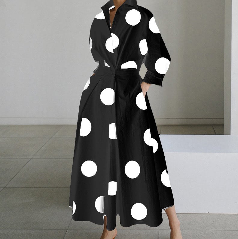 💕Women's Plain Cotton Lapel Shirt Wrap Dress