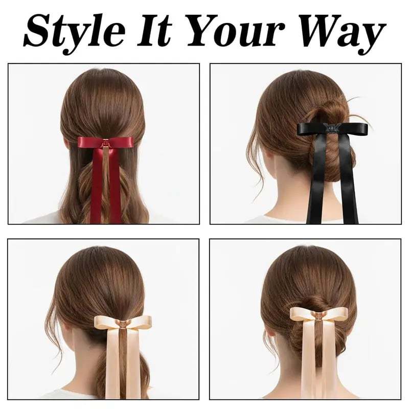 🎀Magnetic Satin Bow Hairpin Rose Gold