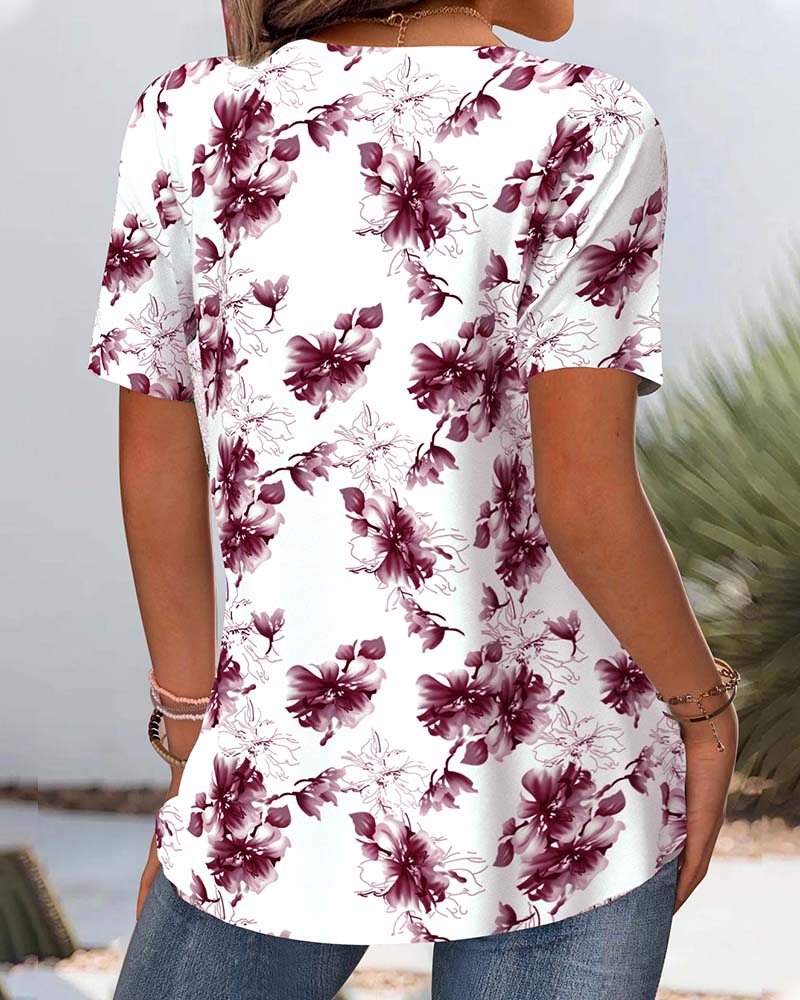 Floral pattern comfortable elegant blouse