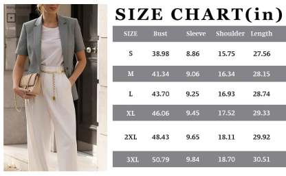 Women's Short Sleeve Casual Blazer Lapel Open Front Work Office Jacket