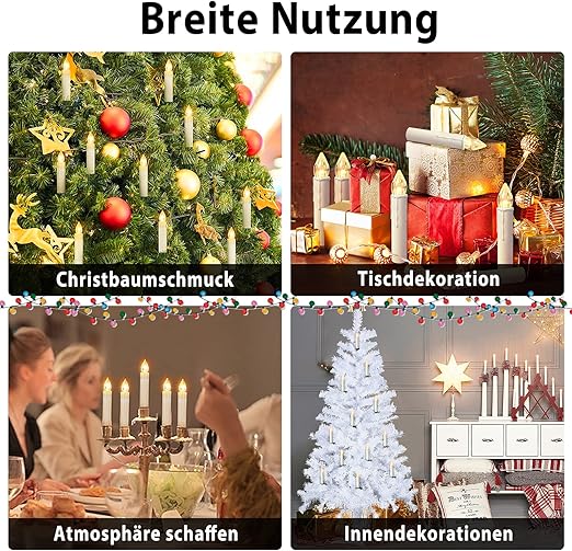🎄Wireless Flameless Candles with Remote Control Timer and Clips