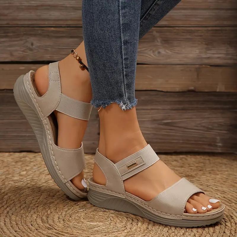 womens summer wedge sandals casual open toe soft sole slingback shoes lightweight outdoor sandals details 9
