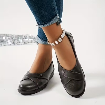 🔥Promocja ostatniego dnia – 50% zniżki - Damskie skórzane buty ortopedyczne w stylu retro z metalowym emblematem