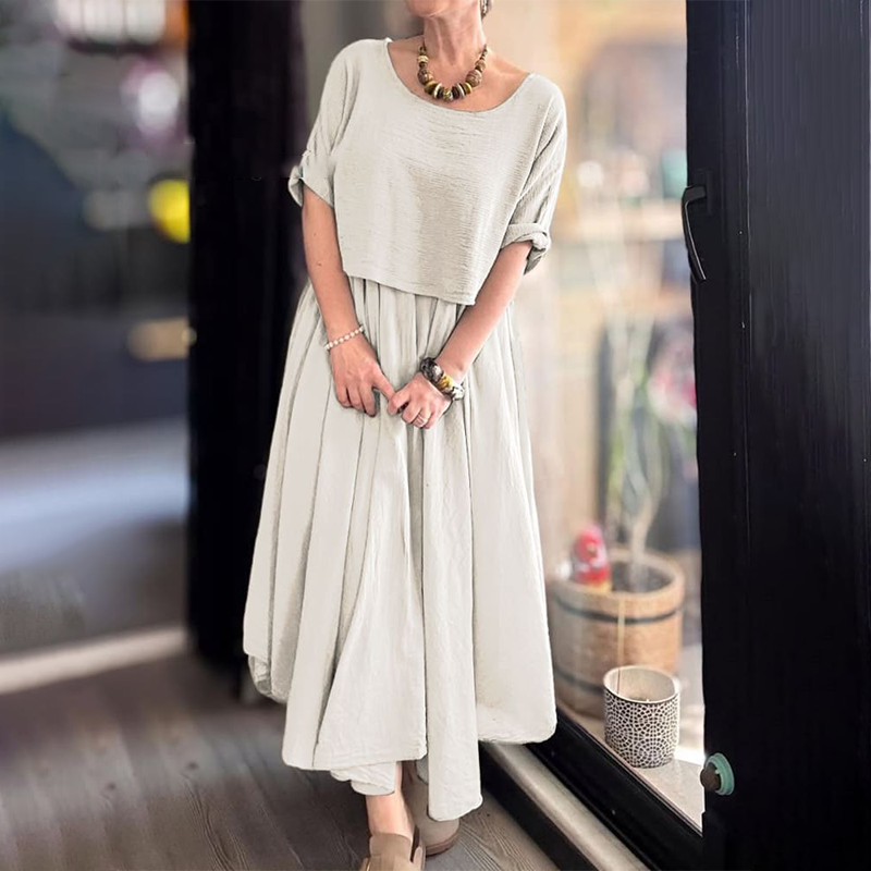 💐✨ Owet i elegancki dwupunktowy zestaw z bluzką z okrągłym szyją i sp