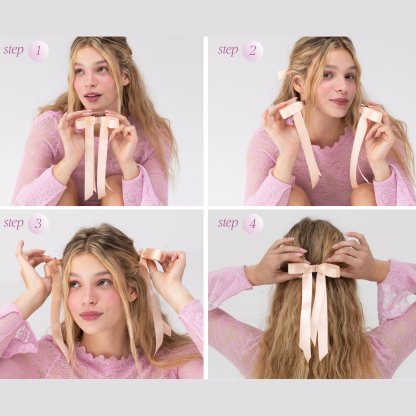 🎀Magnetic Satin Bow Hairpin Rose Gold