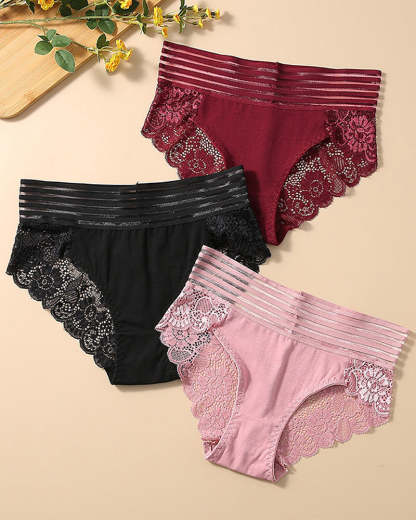 Women's Sexy High Waist Tummy Control Seamless Flower Lace Breathable Panties