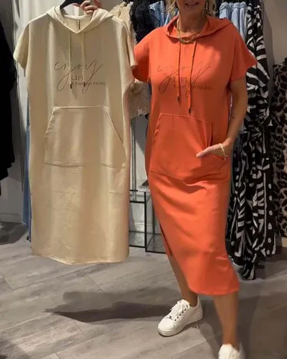 💥🔥👗[S-5XL]2025 nowy letni styl luźna, wygodna i oddychająca sukienka dresowa w dużym rozmiarze