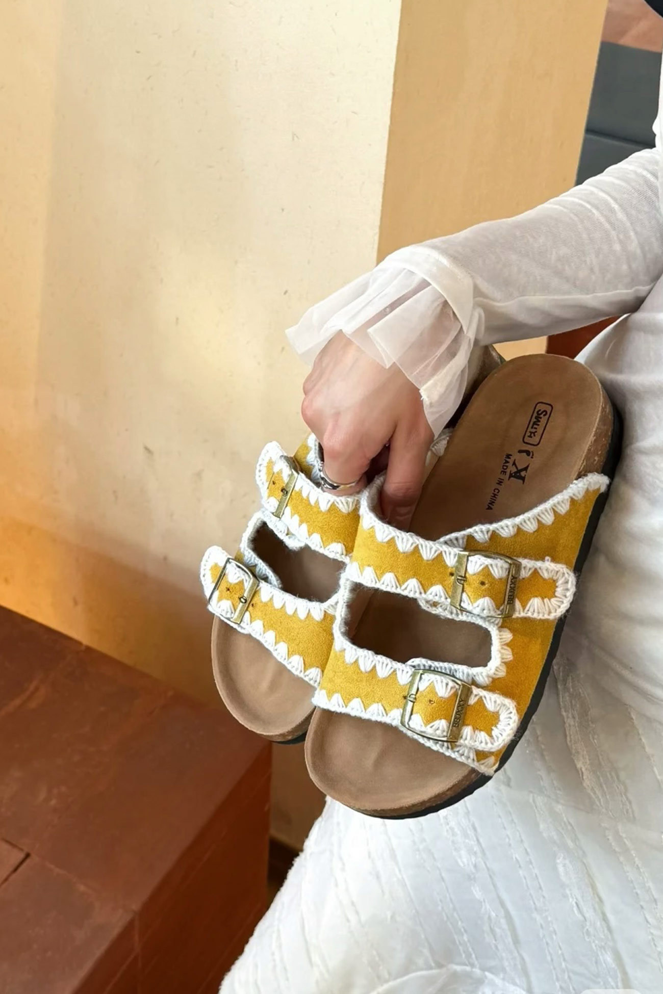 Candy Color Embroidery Platform Sandals