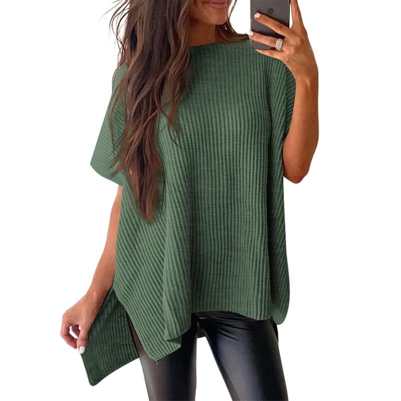 Loose-Fit Crewneck Knit Pullover Top