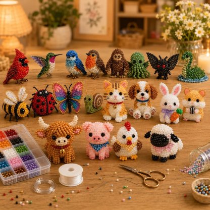 Tiny 3D Beaded Animal DIY Kit 🐦📦✨