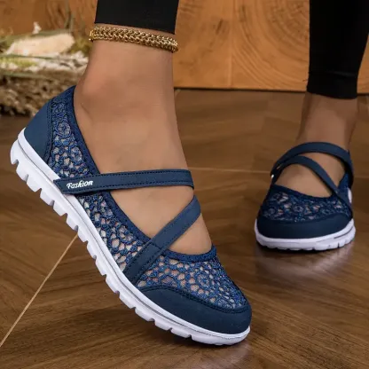 Damskie eleganckie, koronkowe, oddychające, wsuwane, ortopedyczne trampki