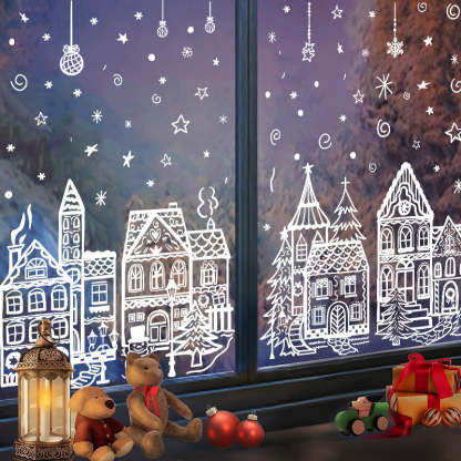 Christmas Village Window Cling Set