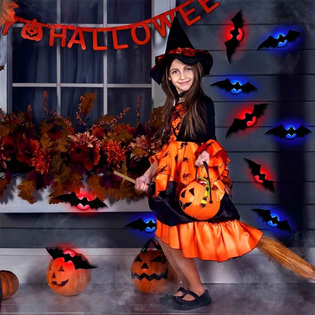 💥💥🦇 Halloween 3D oświetlone nietoperze