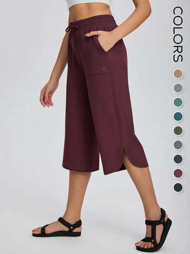 👖 Women's Wide Leg Yoga Capris – High Waisted with Pockets, Quick Dry, Lightweight, UPF 50+ Sun Protection – Loose Comfy for Hiking, Gym, Travel & Outdoor Workout ☀️