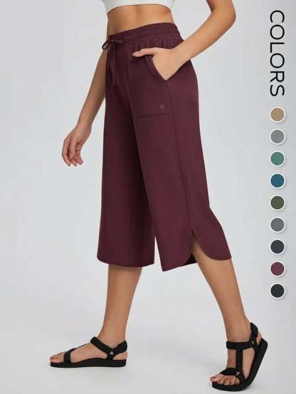 👖 Women's Wide Leg Yoga Capris – High Waisted with Pockets, Quick Dry, Lightweight, UPF 50+ Sun Protection – Loose Comfy for Hiking, Gym, Travel & Outdoor Workout ☀️