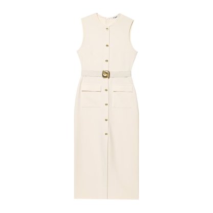 Round Neck Belt Sexy Sleeveless Midi Dress