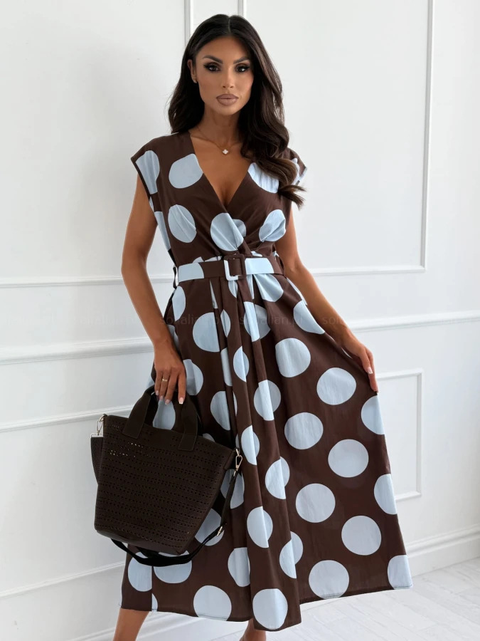 Women’s polka dot print fashion v-neck loose dress