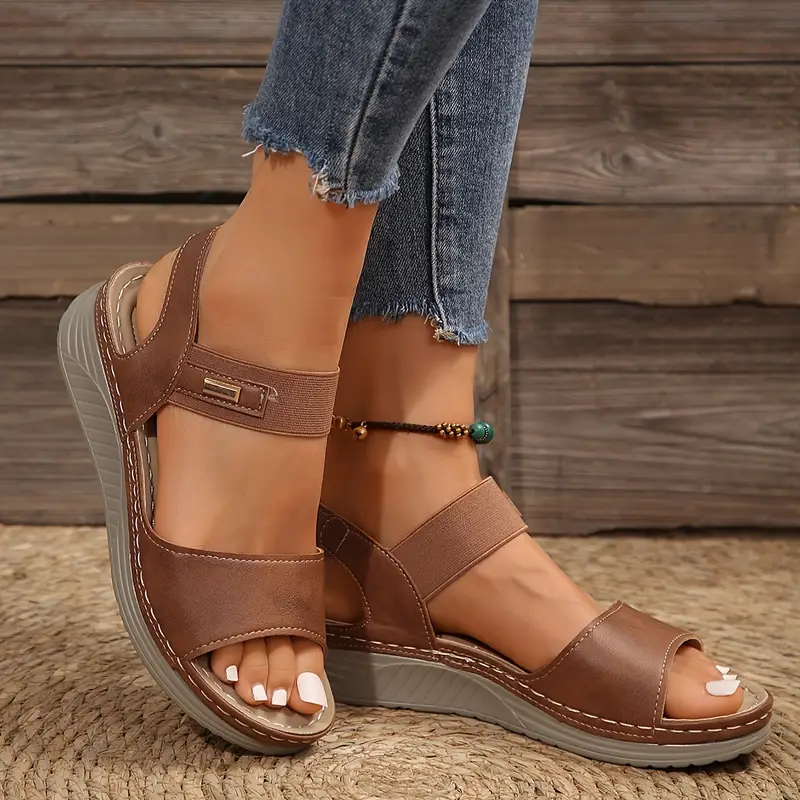 womens summer wedge sandals casual open toe soft sole slingback shoes lightweight outdoor sandals details 6