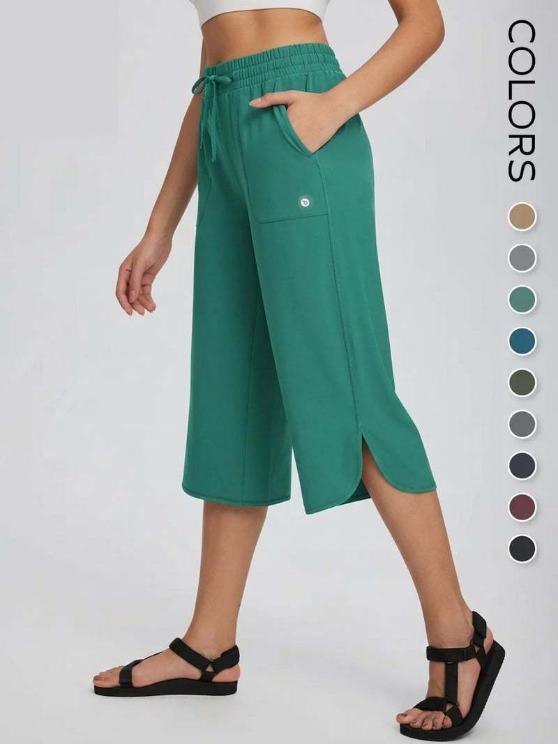 👖 Women's Wide Leg Yoga Capris – High Waisted with Pockets, Quick Dry, Lightweight, UPF 50+ Sun Protection – Loose Comfy for Hiking, Gym, Travel & Outdoor Workout ☀️