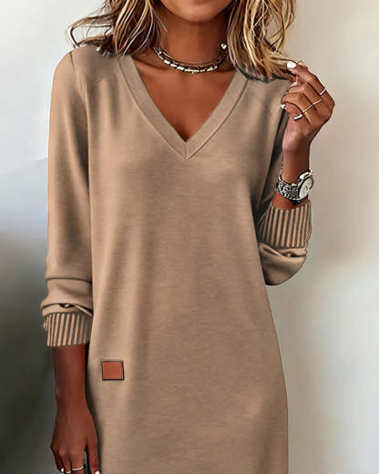 V-Neck Stylish Sweater Dress