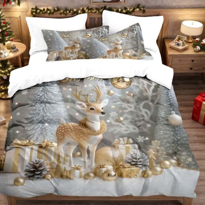 🎅Wyprzedaż świąteczna 49% TANIEJ🎄Świąteczny zestaw pościeli 3-częściowy z motywem bożonarodzeniowym