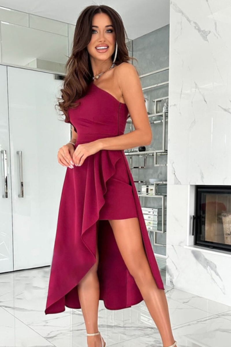 Elegantiška suknelė vienam peti vienos spalvos