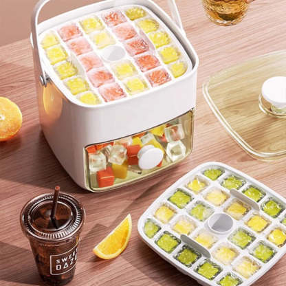 ⛱️LETNI DZIEŃ - TYLKO 135.00zł !!⚡Ponad 50 tys. SPRZEDANE🧊2-poziomowa wygodna wciskana forma na kostki lodu z tacą
