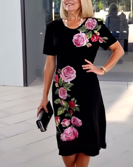Modna sukienka z nadrukiem kwiatowym 3D