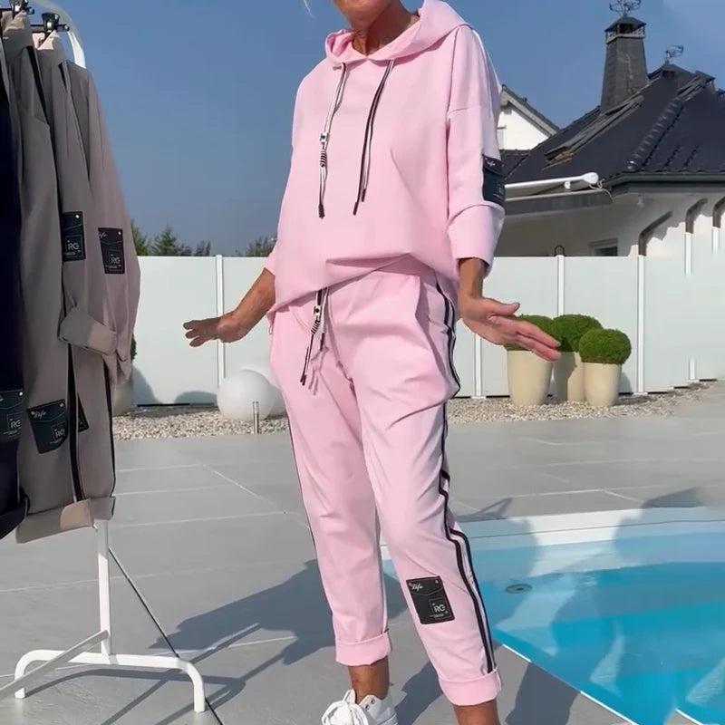 💖Dwuczęściowy zestaw damski z bluzą z kapturem i spodniami dresowymi