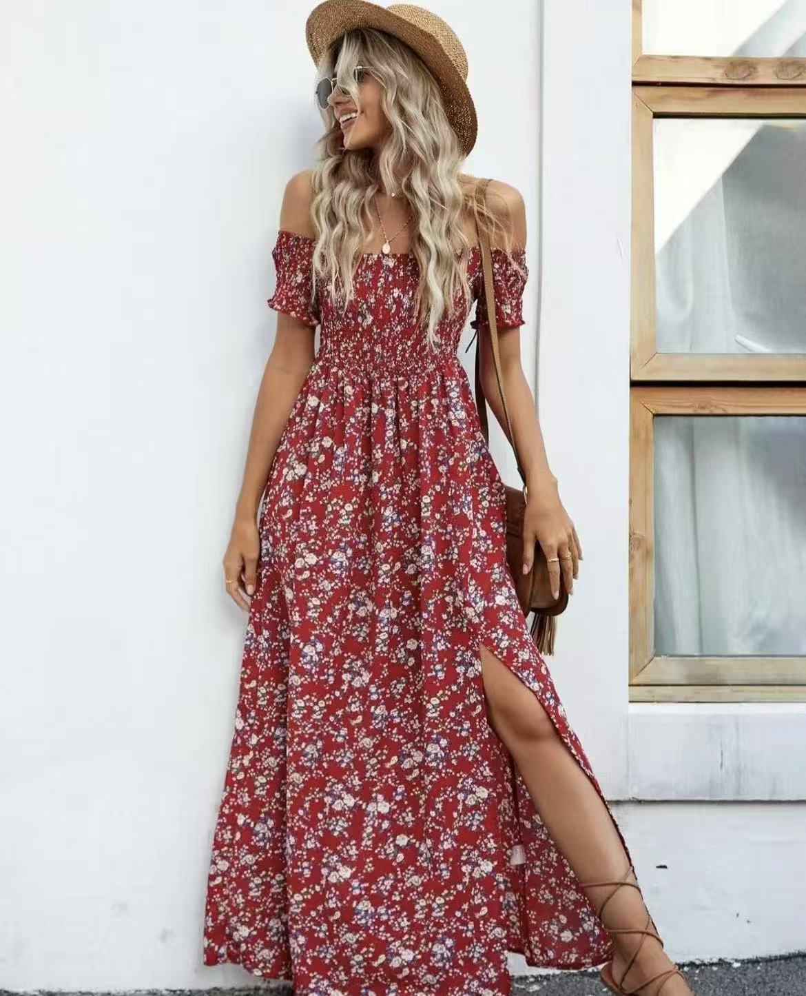 Women's Elegant Floral Off-Shoulder Dress