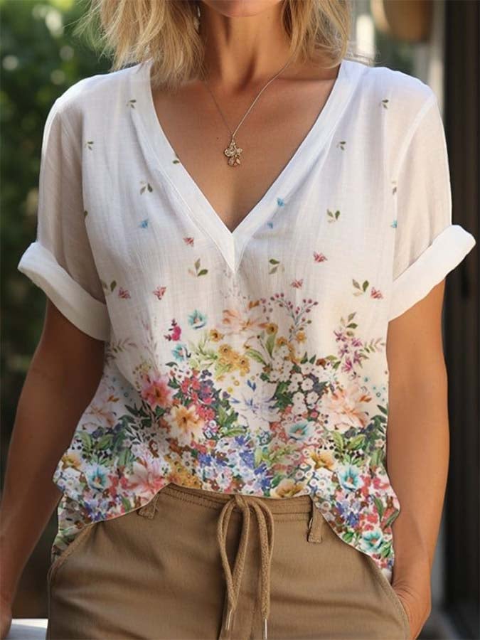 Women'S Floral Print Top T-Shirt
