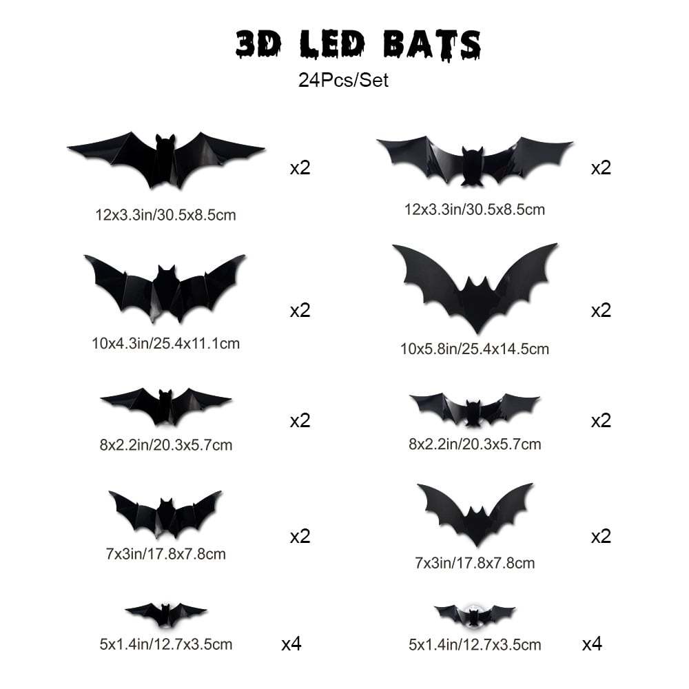💥💥🦇 Halloween 3D oświetlone nietoperze