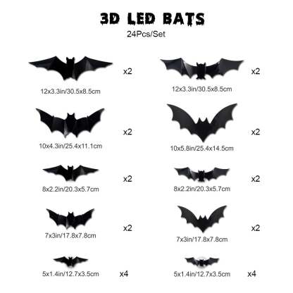 💥💥🦇 Halloween 3D oświetlone nietoperze