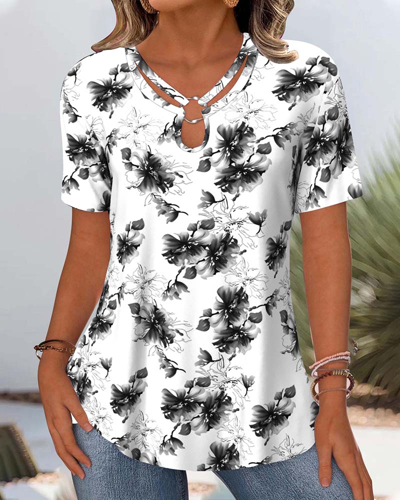 Floral pattern comfortable elegant blouse