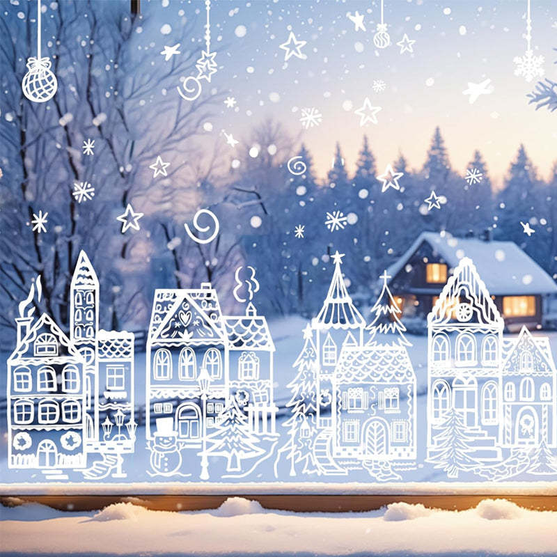 Christmas Village Window Cling Set